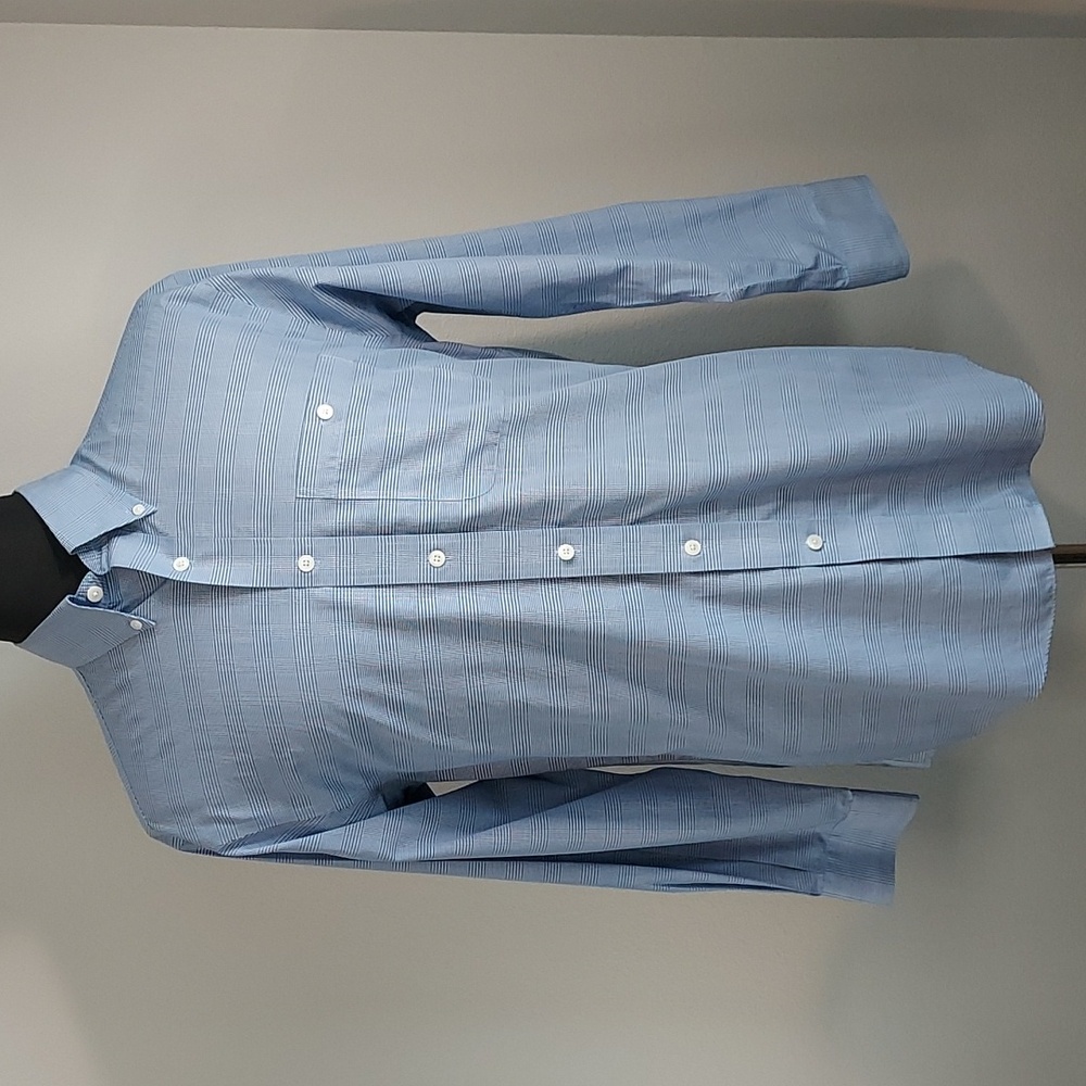 Orvis Sporting Blue White Plaid Long Sleeve Button Up Dress Shirt Size Medium